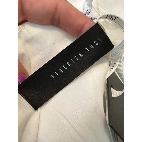 Federica Tosi white puff long sleeves peasant blouse size 46 - Large - Picture 6 of 15